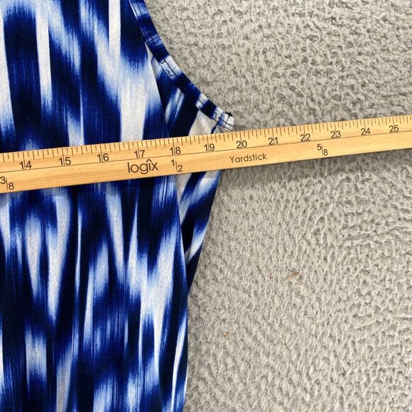 Calvin Klein Jumpsuit Womens 10 Blue Tank Stretch Wide Leg Smocked Waist Casual - Picture 7 of 12